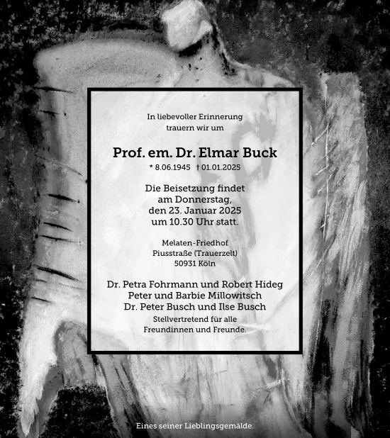 Anzeige von Elmar Buck von Kölner Stadt-Anzeiger / Kölnische Rundschau / Express