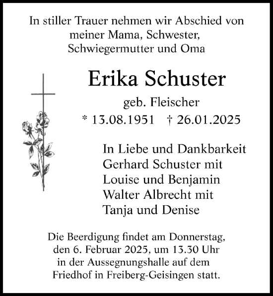 Anzeige von Erika Schuster von  Anzeigen Echo 