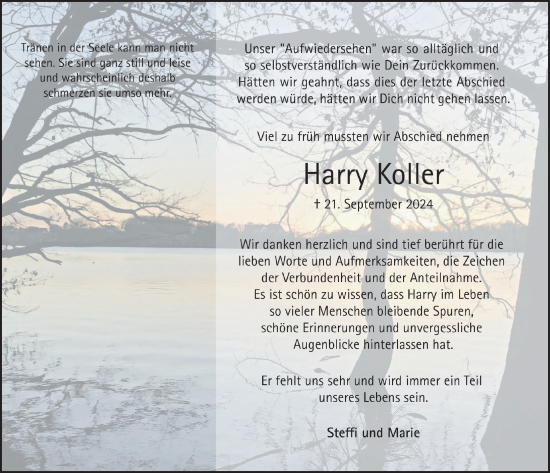 Anzeige von Harry Koller von  Anzeigen Echo 