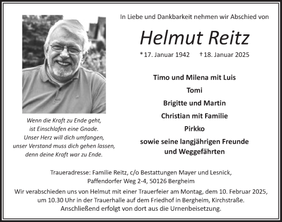 Anzeige von Helmut Reitz von  Werbepost 