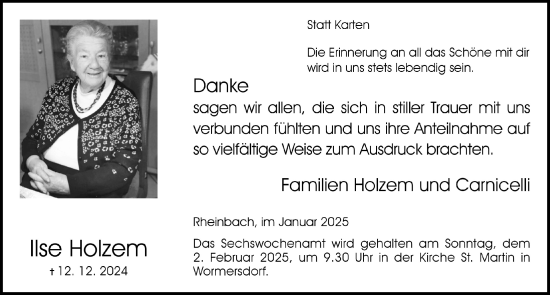 Anzeige von Ilse Holzem von  Schaufenster/Blickpunkt 
