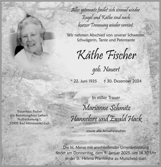 Anzeige von Käthe Fischer  von  Blickpunkt Euskirchen 