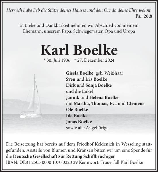 Anzeige von Karl Boelke von  Schlossbote/Werbekurier 