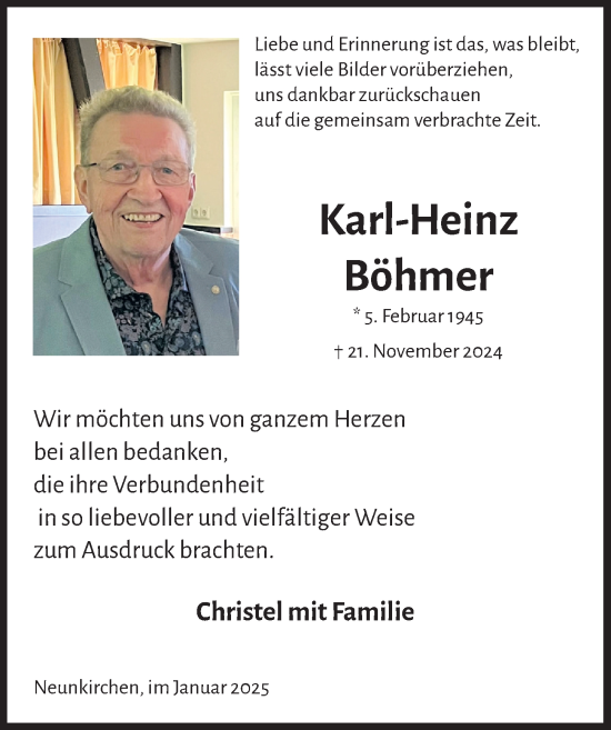 Anzeige von Karl-Heinz Böhmer von  Extra Blatt 