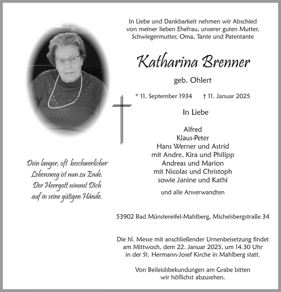 Anzeige von Katharina  Brenner von  Blickpunkt Euskirchen 