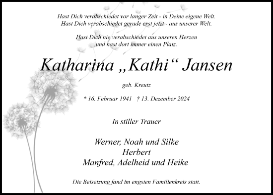 Anzeige von Katharina Jansen von  Blickpunkt Euskirchen 