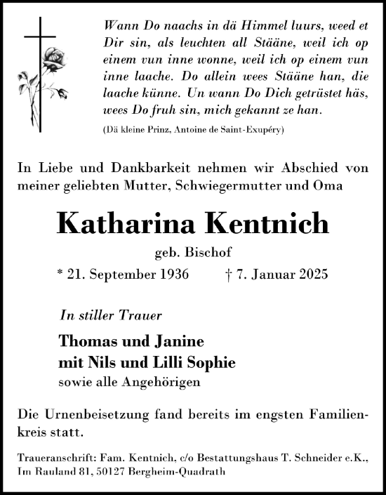 Anzeige von Katharina Kentnich von  Werbepost 
