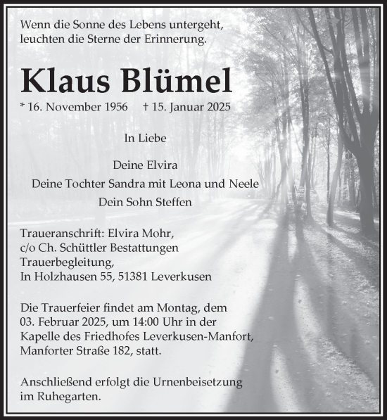 Anzeige von Klaus Blümel von  Lokale Informationen 