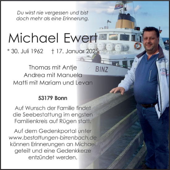 Anzeige von Michael Ewert von  Schaufenster/Blickpunkt 