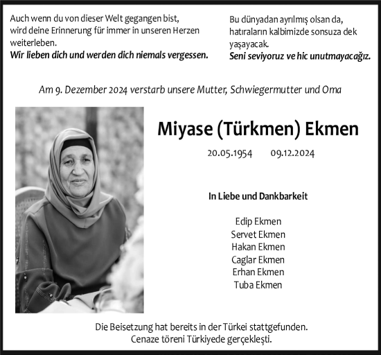 Anzeige von Miyase Ekmen von  Anzeigen Echo 