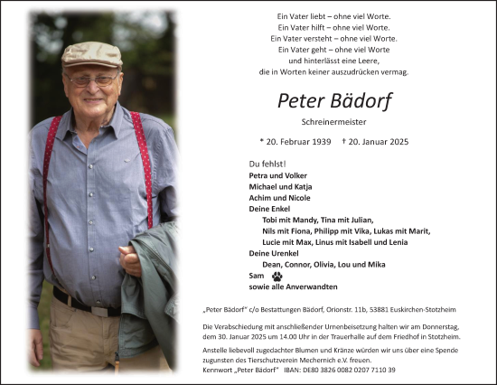Anzeige von Peter Bädorf von  Blickpunkt Euskirchen 