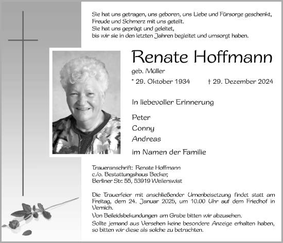 Anzeige von Renate Hoffmann von  Blickpunkt Euskirchen 