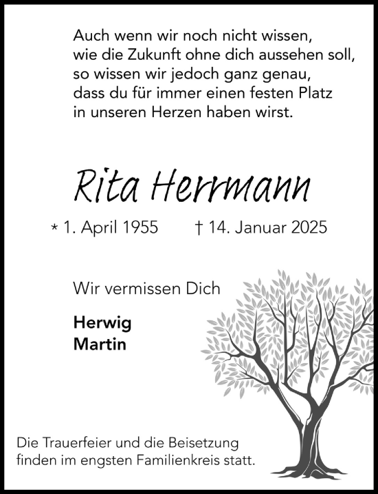Anzeige von Rita Herrmann von  Bergisches Handelsblatt 