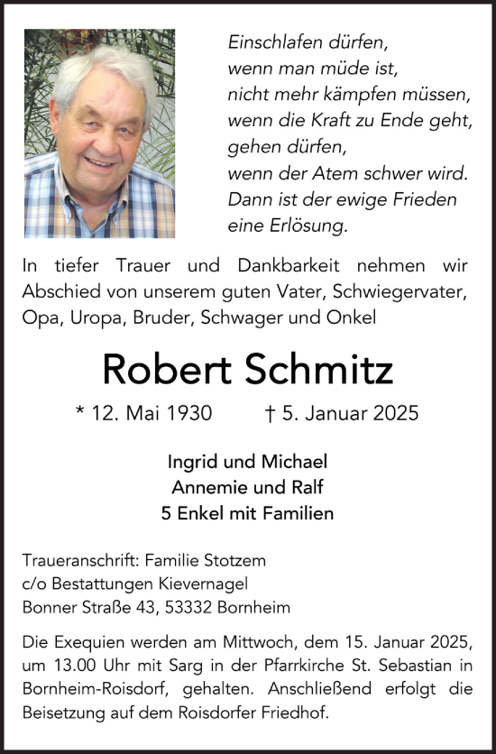 Anzeige von Robert Schmitz von  Schaufenster/Blickpunkt 
