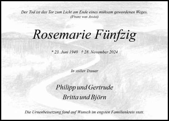 Anzeige von Rosemarie Fünfzig von  Blickpunkt Euskirchen 