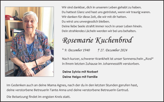 Anzeige von Rosemarie Kuchenbrod von Kölner Stadt-Anzeiger / Kölnische Rundschau / Express