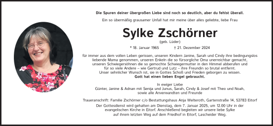 Anzeige von Sylke Zschörner von Kölner Stadt-Anzeiger / Kölnische Rundschau / Express
