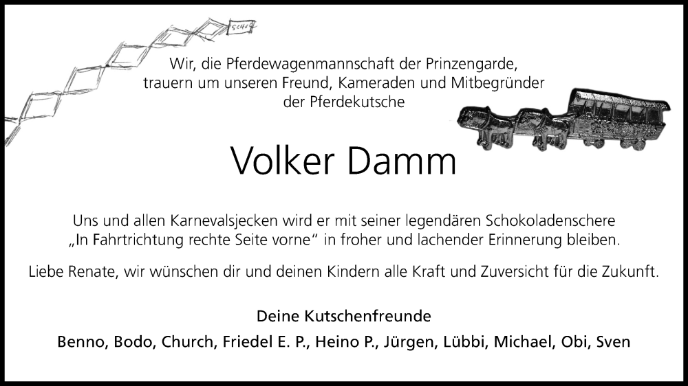  Traueranzeige für Volker Damm vom 01.02.2025 aus Kölner Stadt-Anzeiger / Kölnische Rundschau / Express