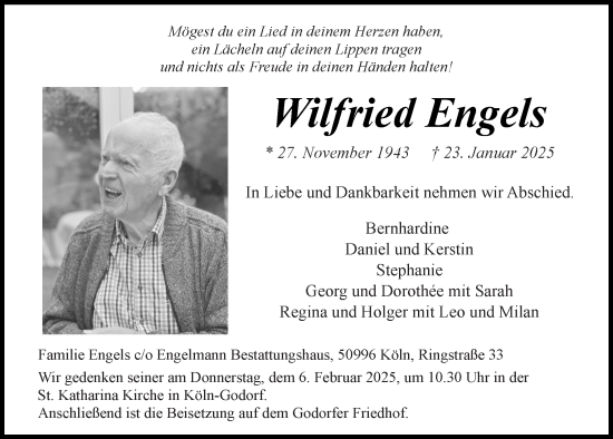 Anzeige von Wilfried Engels von  Schlossbote/Werbekurier 
