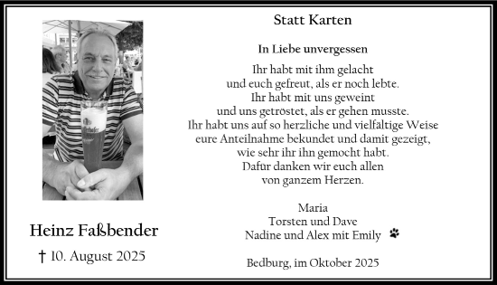 Anzeige von Heinz Falibender von  Werbepost 