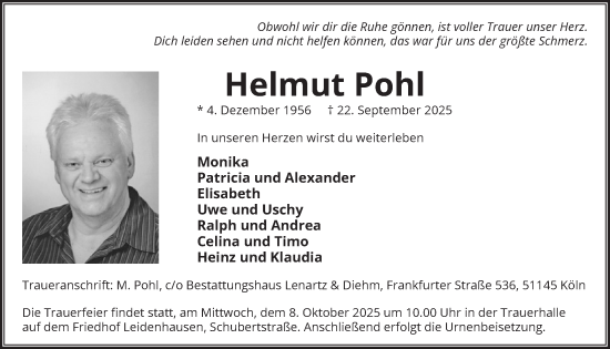 Anzeige von Helmut Pohl von  EXPRESS - Die Woche 