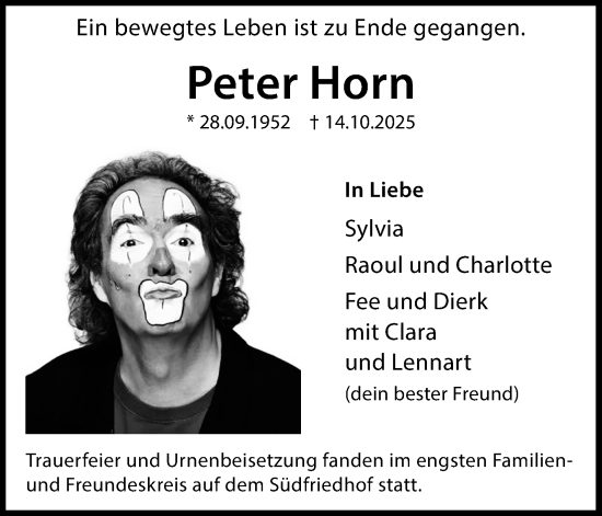 Anzeige von Peter Horn von Kölner Stadt-Anzeiger / Kölnische Rundschau / Express