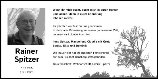 Anzeige von Rainer Spitzer von Kölner Stadt-Anzeiger / Kölnische Rundschau / Express