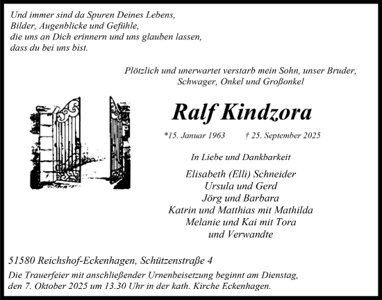 Anzeige von Ralf Kindzora von  Anzeigen Echo 