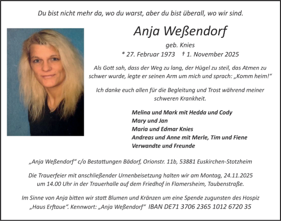 Anzeige von Anja Weßendorf von  Blickpunkt Euskirchen 