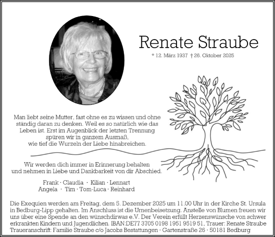 Anzeige von Renate Straube von  Werbepost 