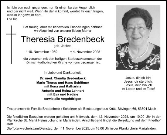 Anzeige von Theresia Bredenbeck von Kölner Stadt-Anzeiger / Kölnische Rundschau / Express