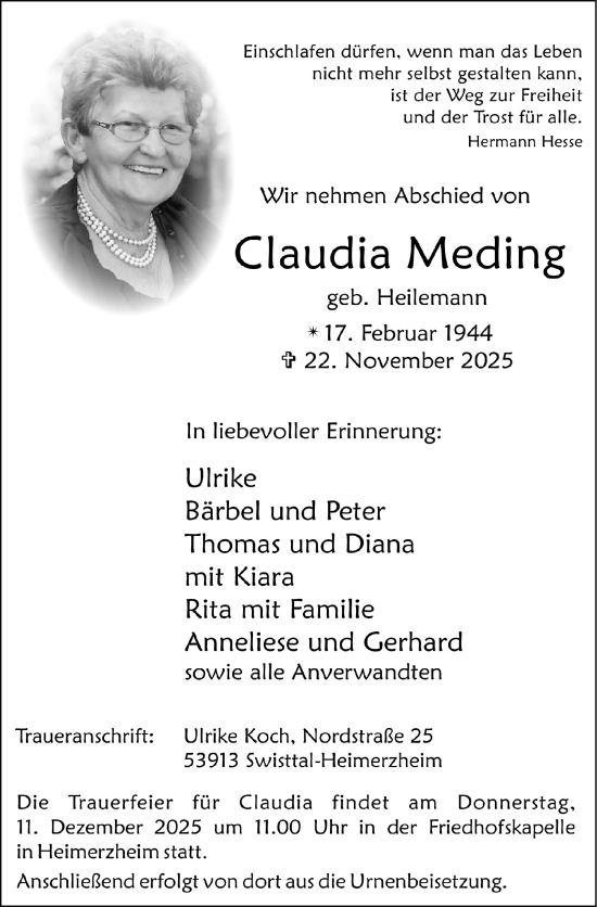 Anzeige von Claudia Meding von  Werbepost 