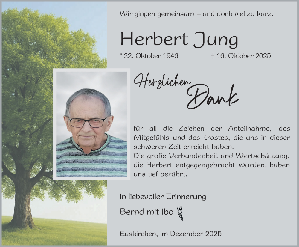  Traueranzeige für Herbert Jung vom 06.12.2025 aus  Blickpunkt Euskirchen 