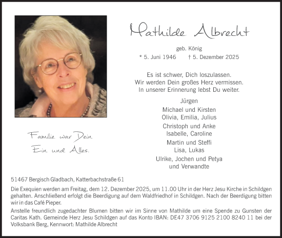 Anzeige von Mathilde Albrecht von Kölner Stadt-Anzeiger / Kölnische Rundschau / Express