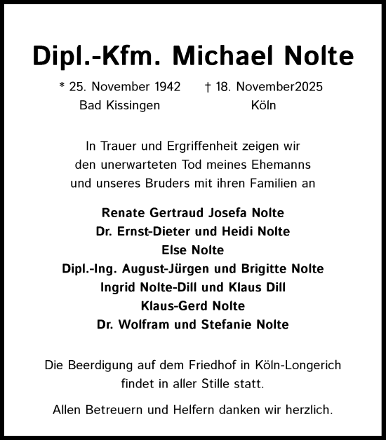 Anzeige von Michael Nolte von Kölner Stadt-Anzeiger / Kölnische Rundschau / Express