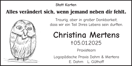 Anzeige von Christina Mertens von  Schlossbote/Werbekurier 