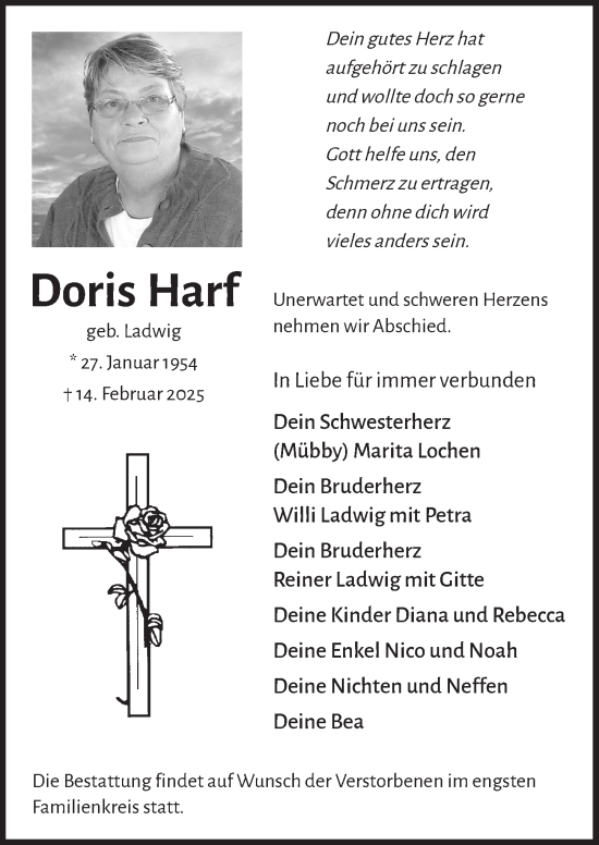 Anzeige von Doris Harf von  Werbepost 