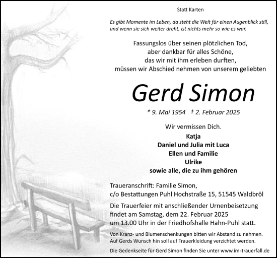 Anzeige von Gerd Simon von  Lokalanzeiger 