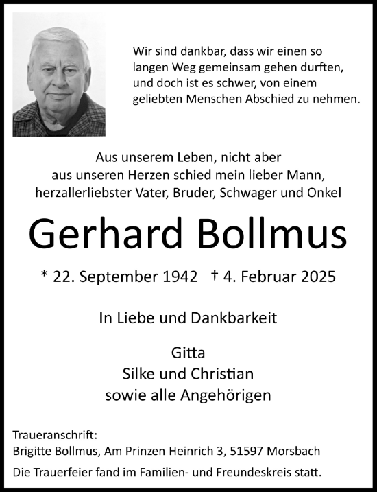 Anzeige von Gerhard Bollmus von  Blickpunkt Euskirchen 