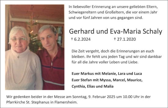 Anzeige von Gerhard Schaly von  Blickpunkt Euskirchen 