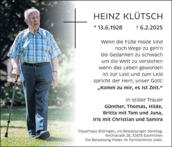 Anzeige von Heinz Klütsch von  Blickpunkt Euskirchen 