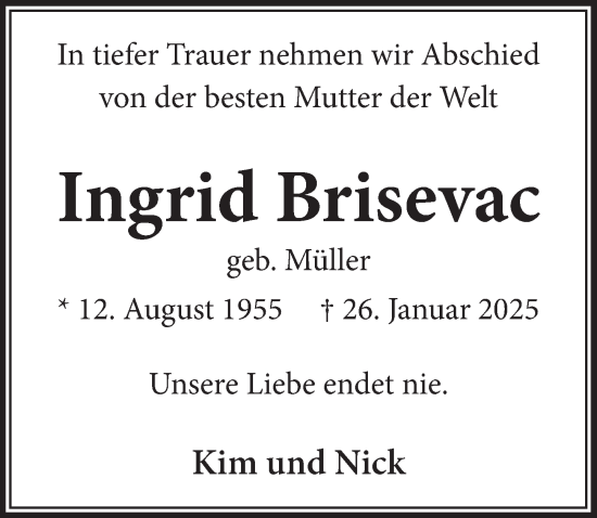 Anzeige von Ingrid Brisevac von  Werbepost 
