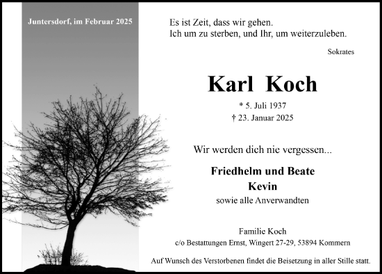 Anzeige von Karl Koch von  Blickpunkt Euskirchen 