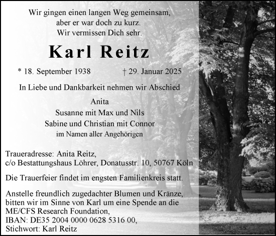 Anzeige von Karl Reitz von Kölner Stadt-Anzeiger / Kölnische Rundschau / Express