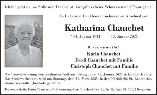 Anzeige von Katharina Chauchet von  Werbepost 