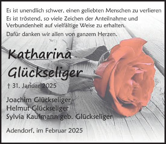 Anzeige von Katharina Glückseliger von  Schaufenster/Blickpunkt 
