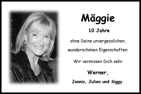 Anzeige von Mäggie  von Kölner Stadt-Anzeiger / Kölnische Rundschau / Express