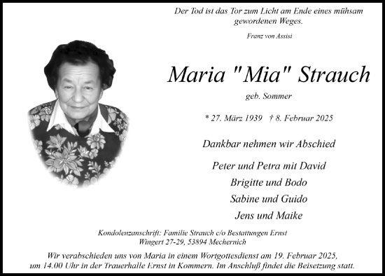 Anzeige von Maria Strauch von  Blickpunkt Euskirchen 