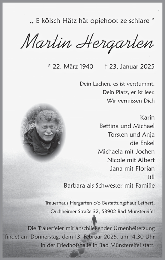 Anzeige von Martin Hergarten von  Blickpunkt Euskirchen 