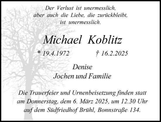 Anzeige von Michael Koblitz von  Schlossbote/Werbekurier 